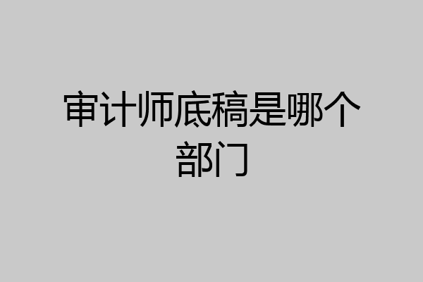 审计师底稿是哪个部门