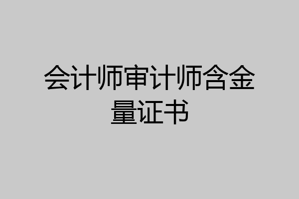 会计师审计师含金量证书