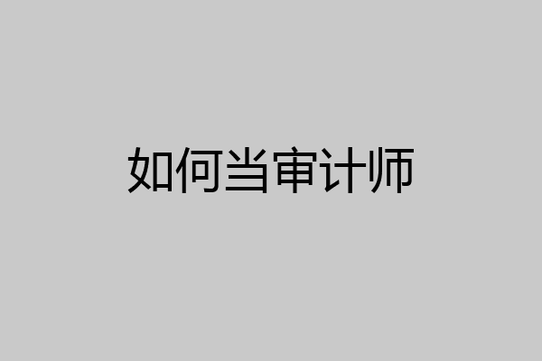 如何当审计师