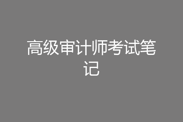 高级审计师考试笔记
