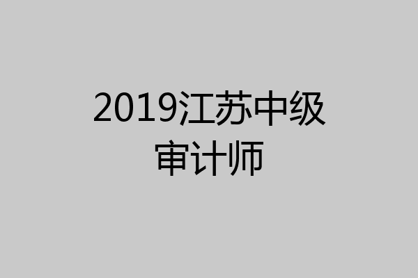 2019江苏中级审计师