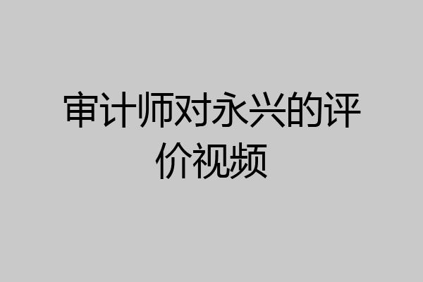 审计师对永兴的评价视频