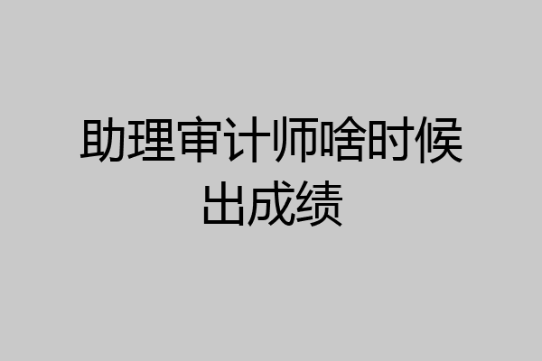 助理审计师啥时候出成绩