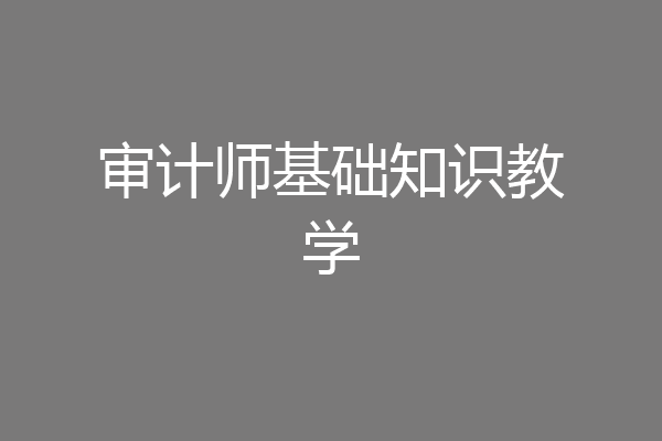 审计师基础知识教学