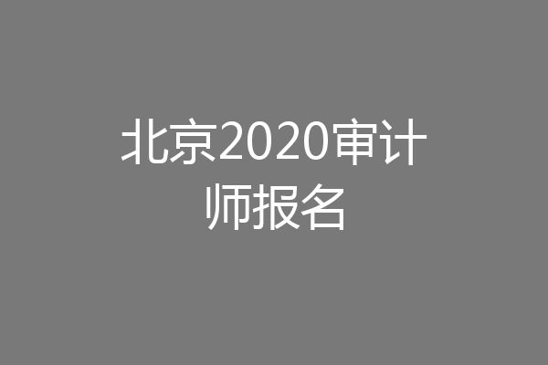 北京2020审计师报名