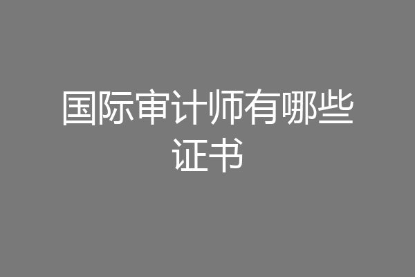 国际审计师有哪些证书