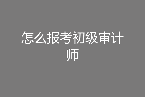 怎么报考初级审计师