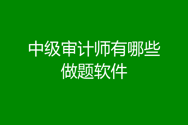 中级审计师有哪些做题软件
