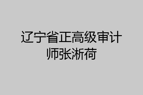辽宁省正高级审计师张淅荷