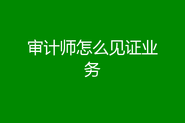 审计师怎么见证业务