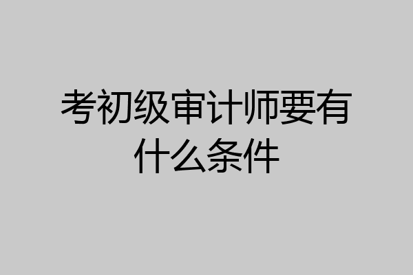 考初级审计师要有什么条件