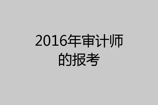 2016年审计师的报考