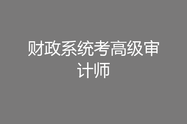 财政系统考高级审计师