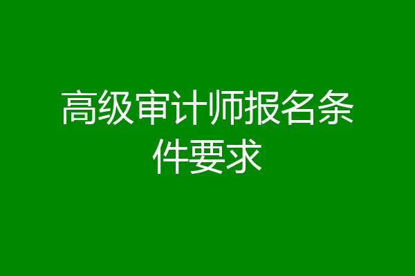 高级审计师报名条件要求