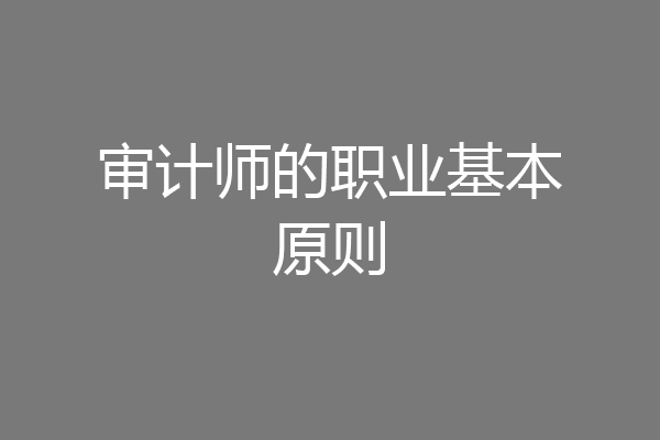 审计师的职业基本原则