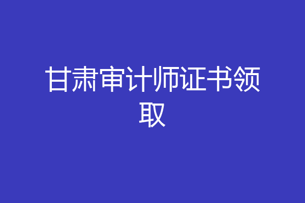 甘肃审计师证书领取