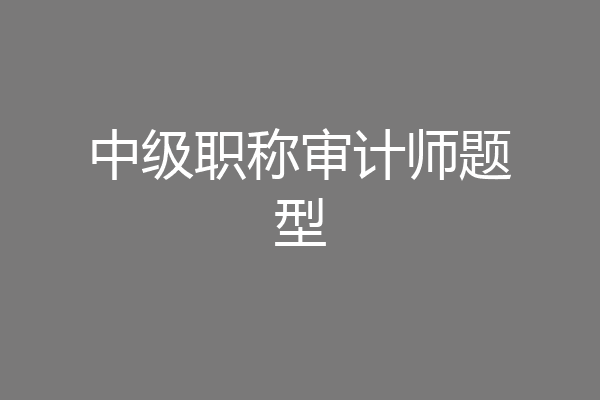 中级职称审计师题型