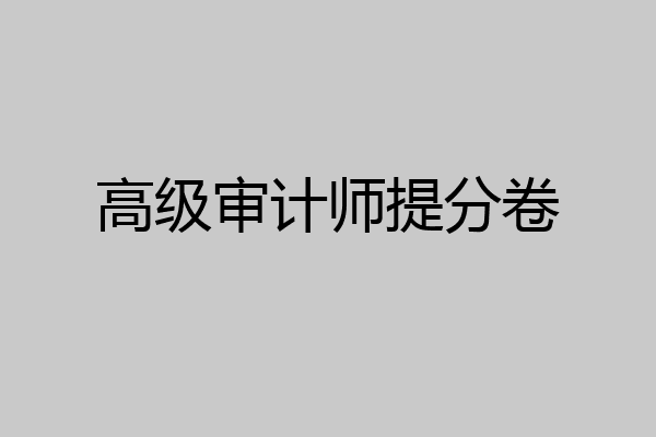 高级审计师提分卷