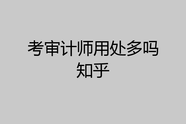 考审计师用处多吗知乎