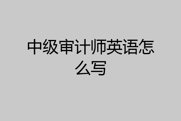 中级审计师英语怎么写