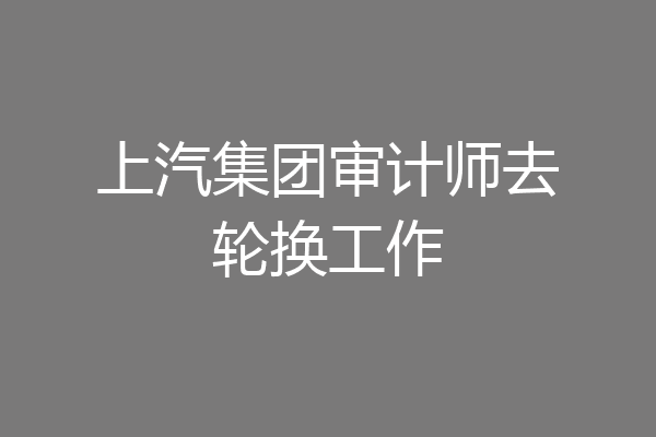 上汽集团审计师去轮换工作