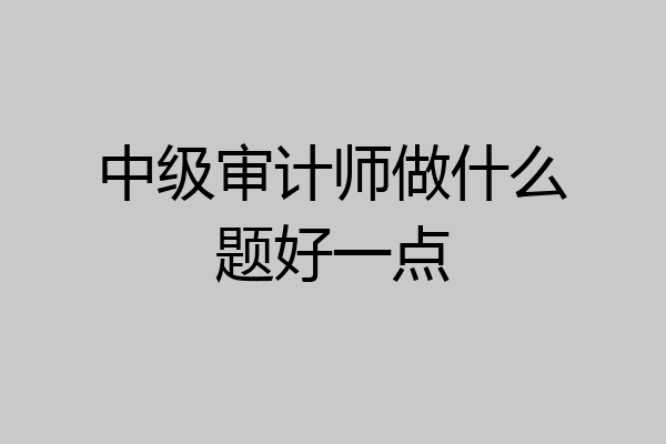 中级审计师做什么题好一点