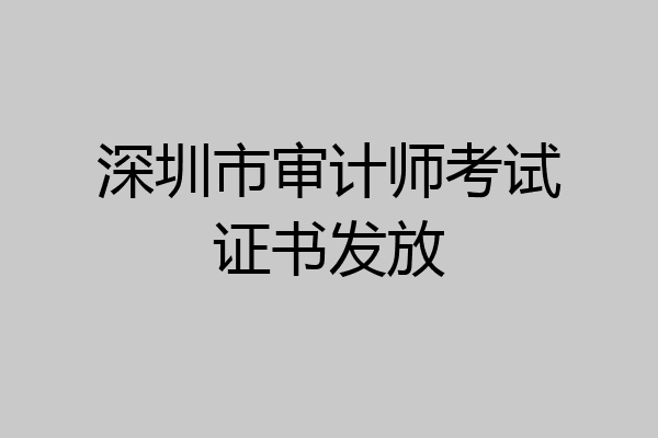 深圳市审计师考试证书发放