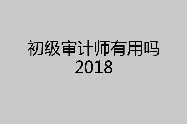 初级审计师有用吗2018