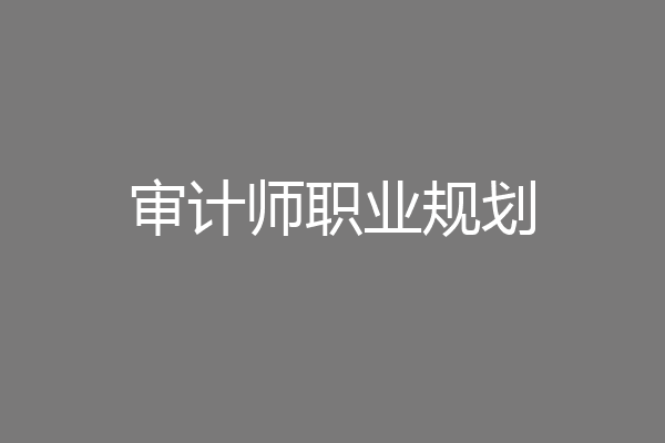 审计师职业规划