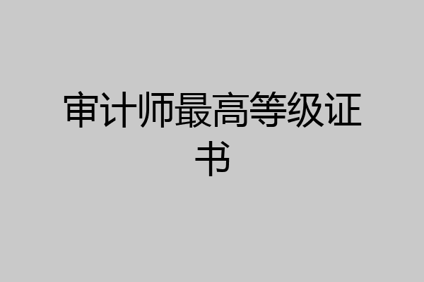 审计师最高等级证书