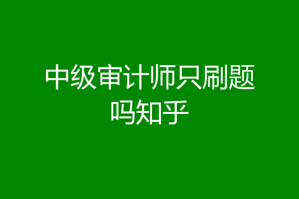 中级审计师只刷题吗知乎