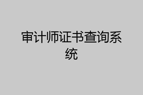 审计师证书查询系统
