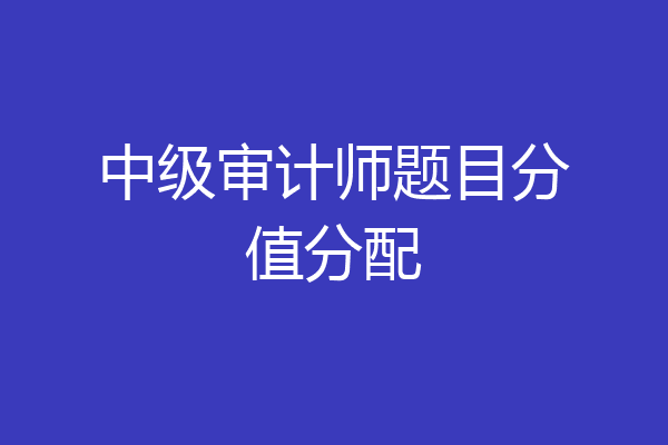 中级审计师题目分值分配