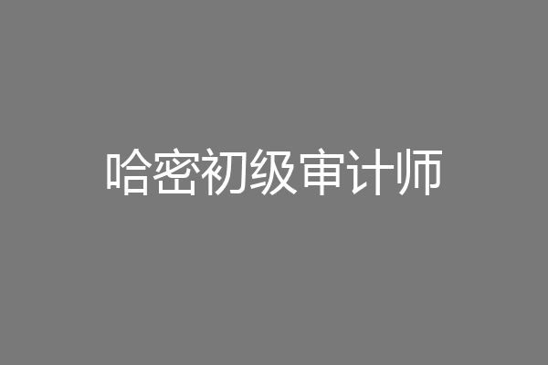哈密初级审计师