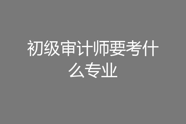 初级审计师要考什么专业