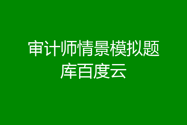 审计师情景模拟题库百度云