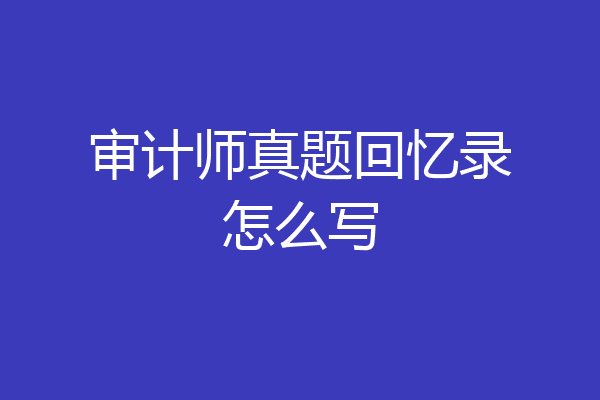 审计师真题回忆录怎么写