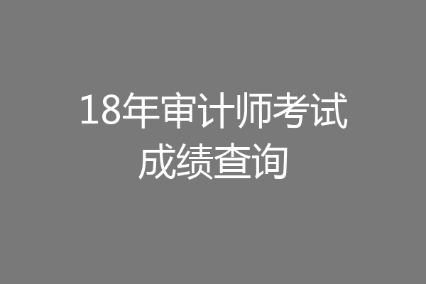 18年审计师考试成绩查询