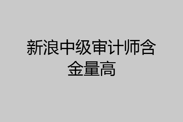 新浪中级审计师含金量高