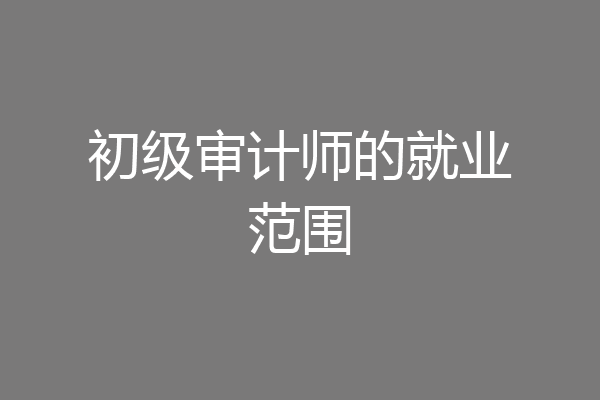 初级审计师的就业范围