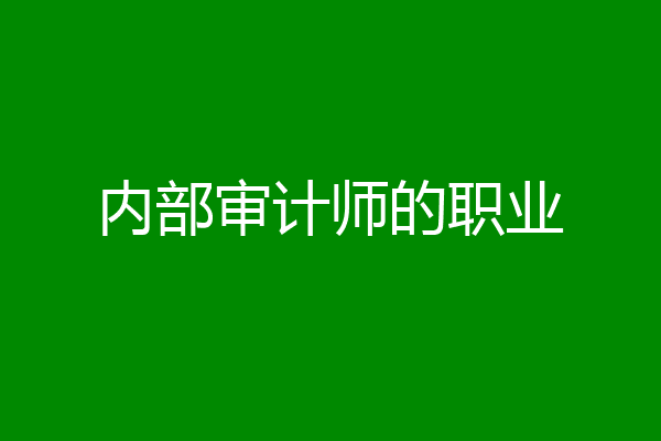 内部审计师的职业