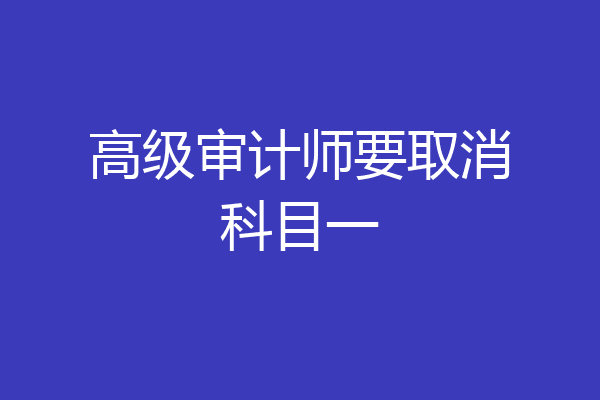 高级审计师要取消科目一