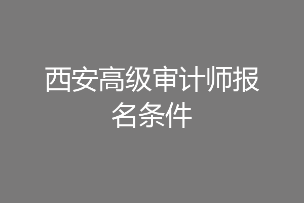 西安高级审计师报名条件