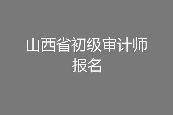 山西省初级审计师报名