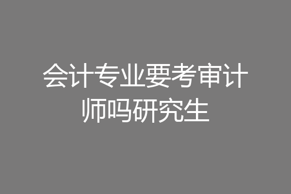 会计专业要考审计师吗研究生