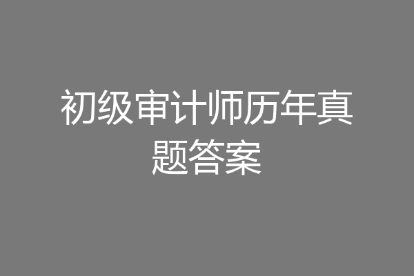 初级审计师历年真题答案