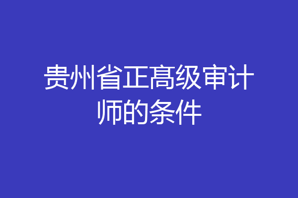 贵州省正髙级审计师的条件