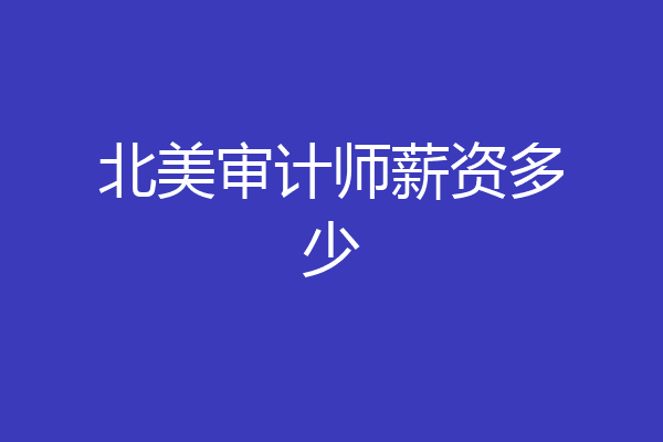 北美审计师薪资多少