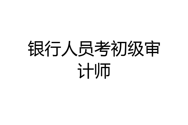 银行人员考初级审计师