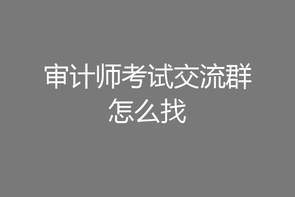 审计师考试交流群怎么找